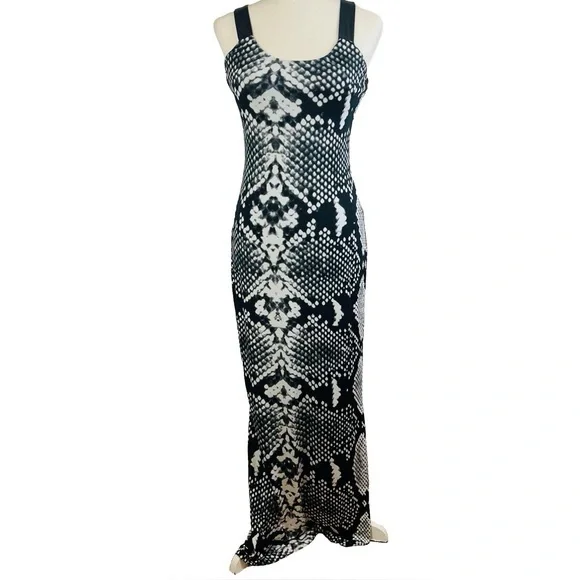 bebe black maxi dress Bebe Women's Flocking Mesh T-Shirt Maxi Dress main image 0